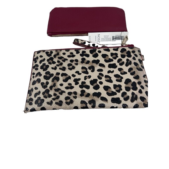 Chico's NOSZ Leopard Print Wristlet Wallet Two Piece Set Faux Leather New w Tags - Picture 2 of 6